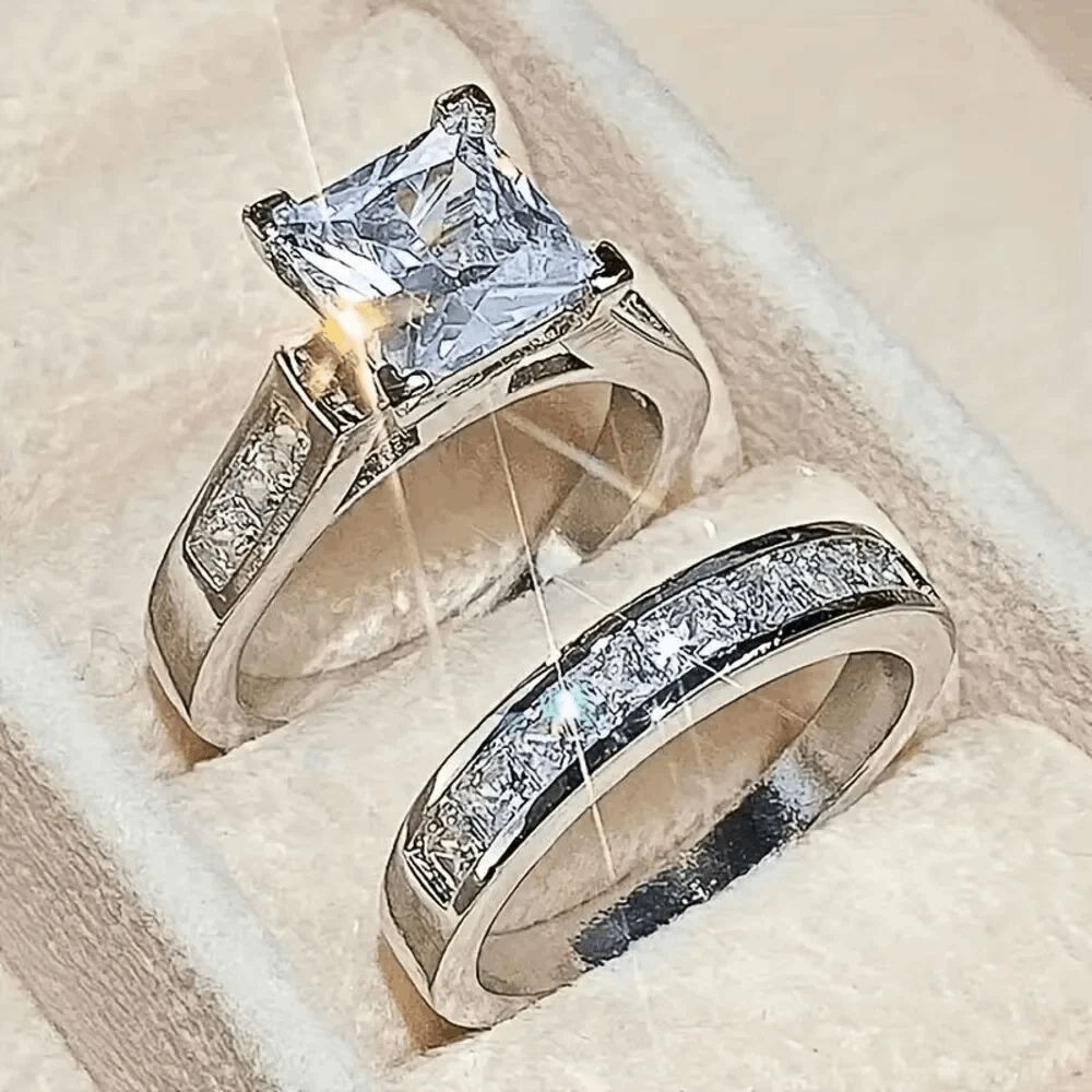Diamond Engagement Wedding Ring Set